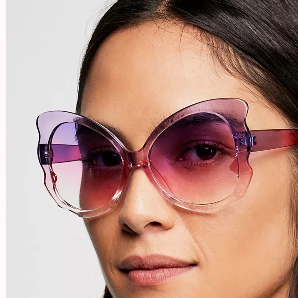 Free People Pink Gradient Butterfly Sunglasses